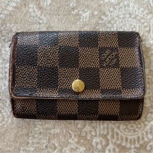 Louis Vuitton Damier Ebene Coated Canvas Key Holder Wallet Compact Snap Vintage